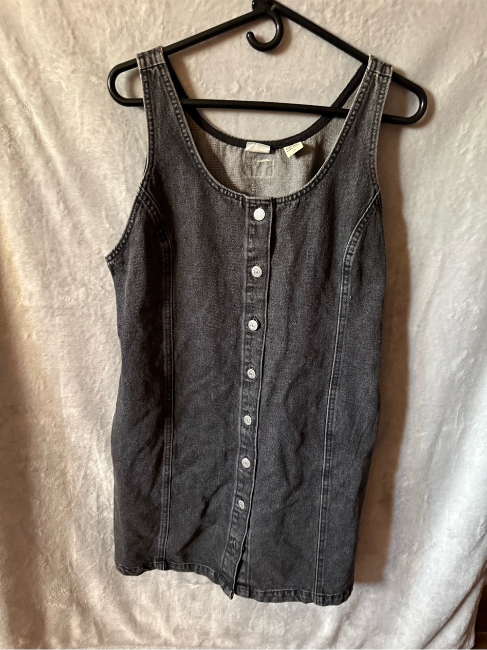 Levi's Black Washed Denim Tank Dress with Front Buttons